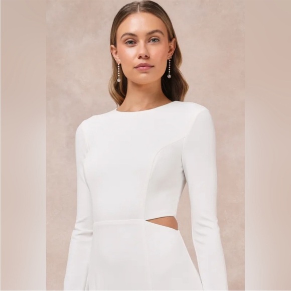 Lulus Going for the Wow White Long Sleeve Cutout Maxi Dress Size XL New with tag - Picture 3 of 12